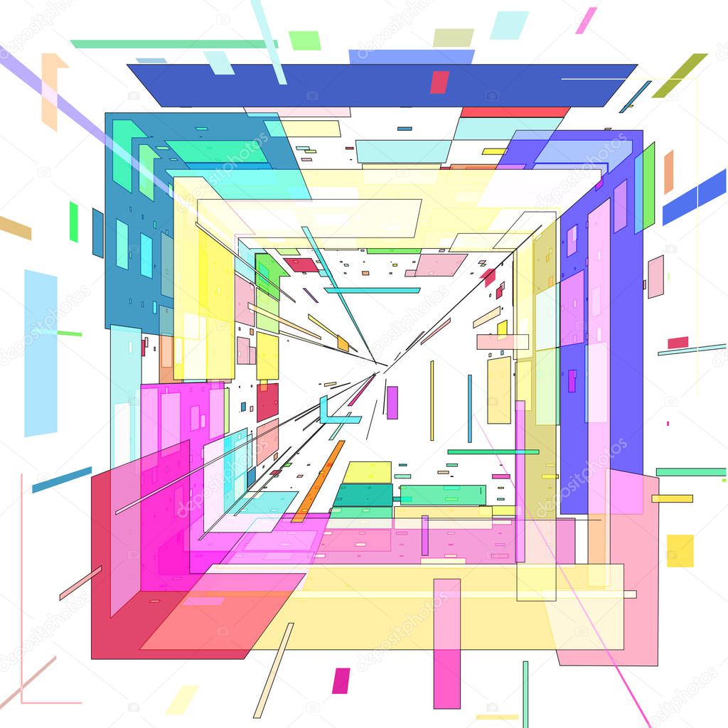 abstract square of colored geometric shapes 