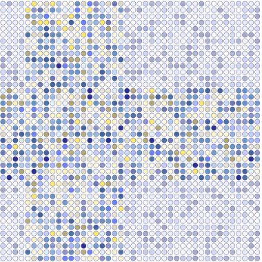 Gri arkaplanda mavi ve sarı noktalar 