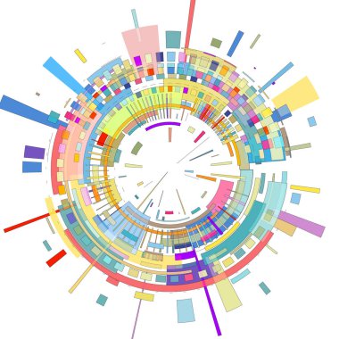 Geometrik şekilli çok renkli çember   