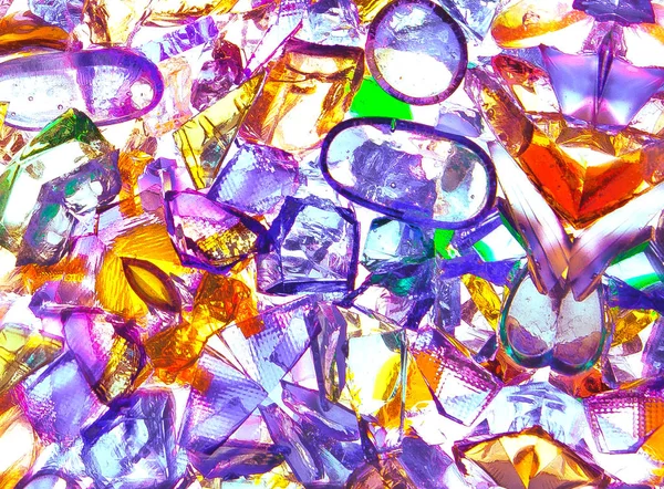 Mosaic of transparent colored glass.