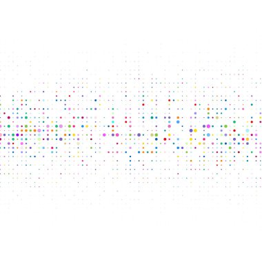 Beyaz arkaplanda çok renkli noktalar bulunan mozaik