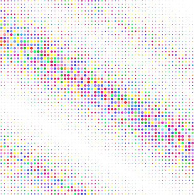 Beyaz arkaplanda çok renkli noktalar