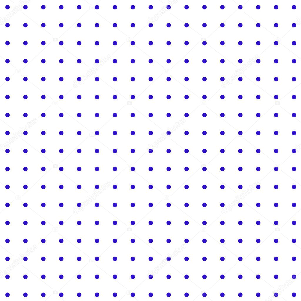 Blue polka dots on white backdrop
