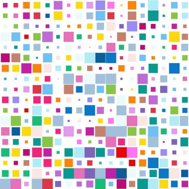 Beyaz arkaplanda renkli karelere sahip mozaik