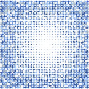 Beyaz arka plan üzerinde mavi noktalı mozaik