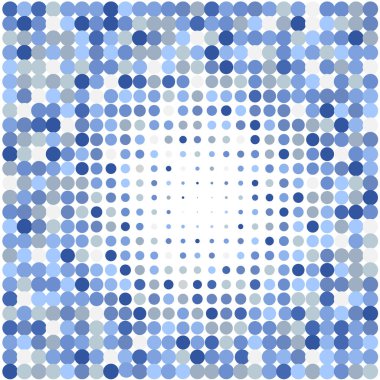 Beyaz arka plan üzerinde mavi noktalı mozaik