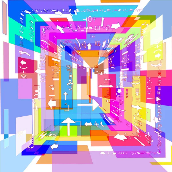 Gekleurd Vierkant Met Geometrische Vormen — Stockvector