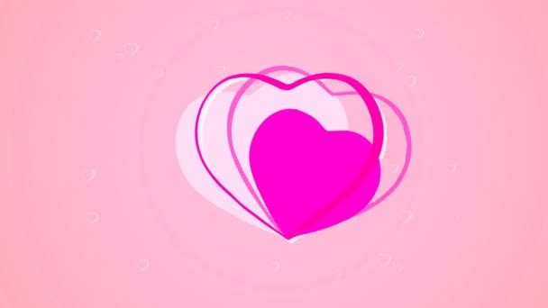 Corazones Amor Sobre Fondo Rosa — Vídeos de Stock