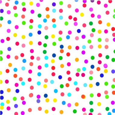 Beyaz arkaplanda çok renkli polka noktaları