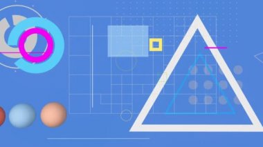 Geometrik 3d ve 2d şekilli 4k video görüntüsü