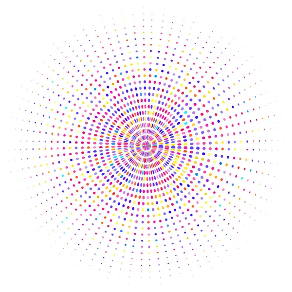 Círculo Abstracto Con Rayos Puntos Multicolores — Vector de stock