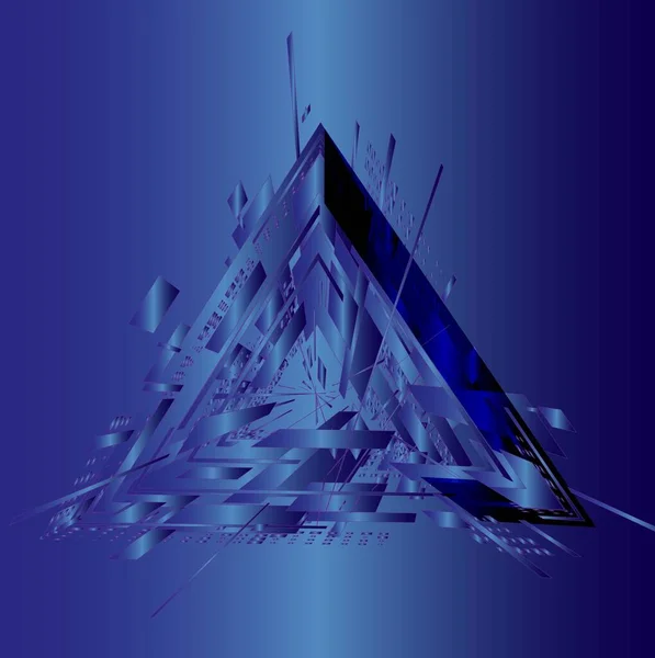 Piramide Astratta Blu Con Forme Geometriche — Foto Stock