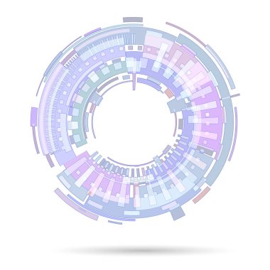 Beyaz zemin üzerinde mavi teknolijik çember