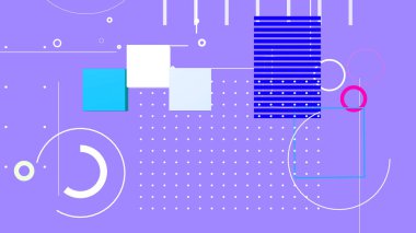 Mavi arkaplanda renkli geometrik şekilli görüntüler