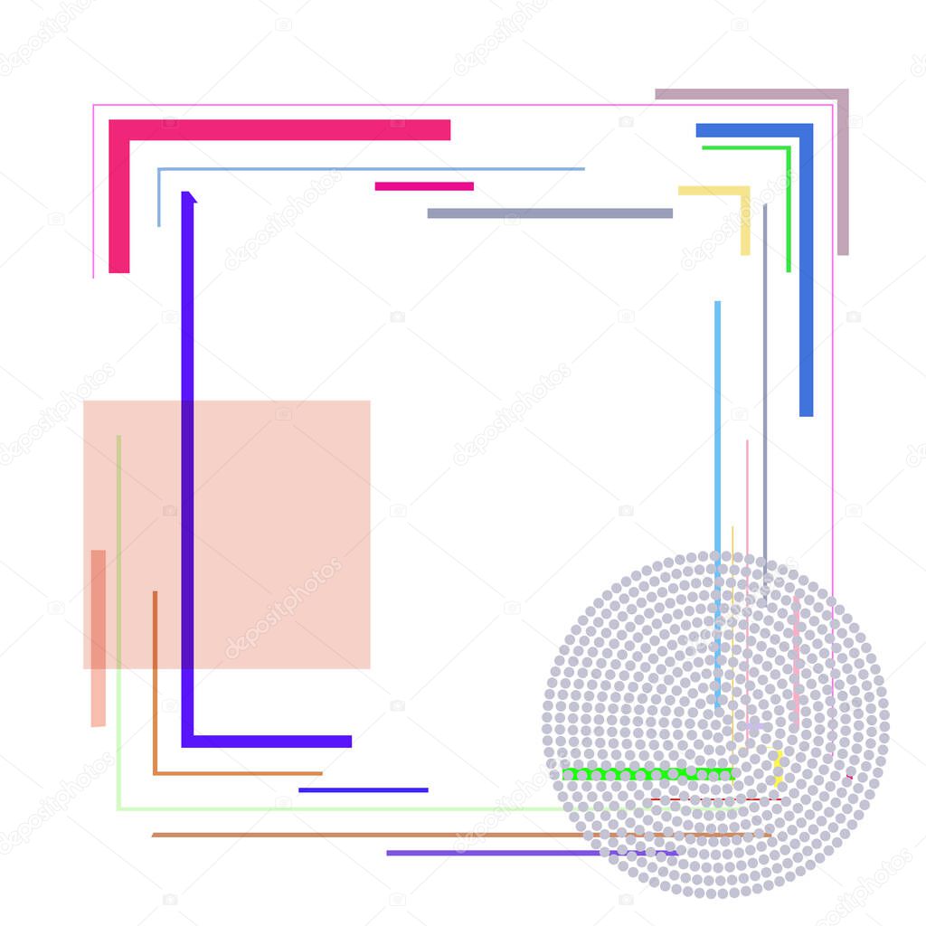 colored rectangles, lines and circles