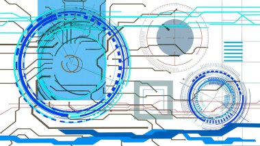 Mavi daireli soyut teknoloji arkaplanı