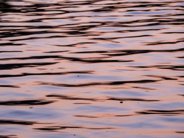 Gün batımının yansımasıyla gölde dalgalar ve dalgalar