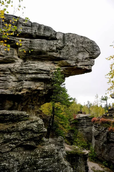 Klippor i höstskogen — Stockfoto