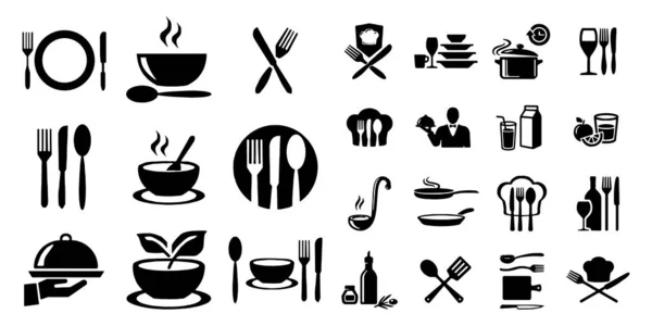 Iconos de cocina y cocina Vector — Vector de stock