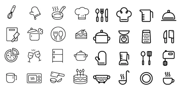 Icônes de cuisine et de cuisine Vector — Image vectorielle