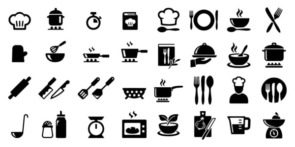 Icônes de cuisine et de cuisine Vector — Image vectorielle