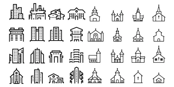 Iglesia icono del edificio conjunto de elementos de diseño — Vector de stock