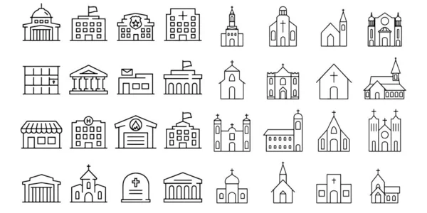 Iglesia icono del edificio conjunto de elementos de diseño — Vector de stock
