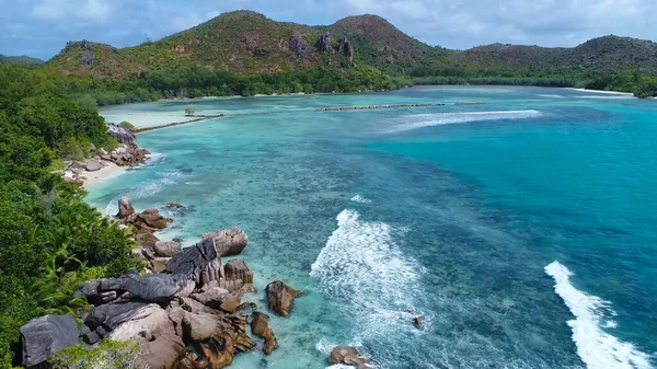 Seychely Pláž Letecký Pohled Praslin Island Anse Lazio Pláž — Stock fotografie