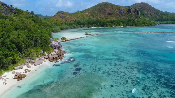 Seychely Pláž Letecký Pohled Praslin Island Anse Lazio Pláž — Stock fotografie