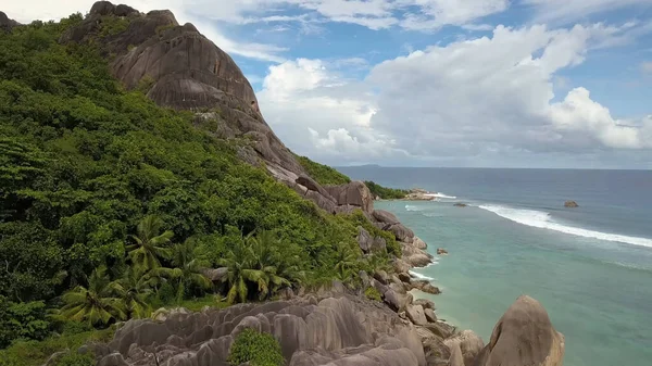 Praia Das Seychelles Vista Aérea Ilha Praslin Anse Lazio Praia — Fotografia de Stock
