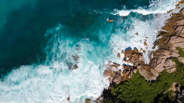 Praia Das Seychelles Vista Aérea Ilha Praslin Anse Lazio Praia — Fotografia de Stock