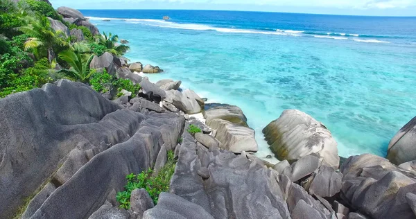 Seychely Pláž Letecký Pohled Praslin Island Anse Lazio Pláž — Stock fotografie