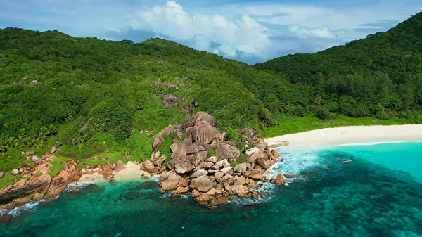 Seychely Pláž Letecký Pohled Praslin Island Anse Lazio Pláž — Stock fotografie