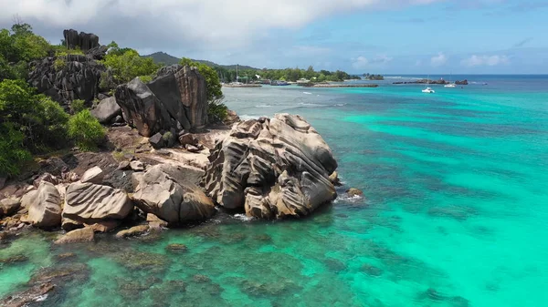 Seychely Pláž Letecký Pohled Praslin Island Anse Lazio Pláž — Stock fotografie