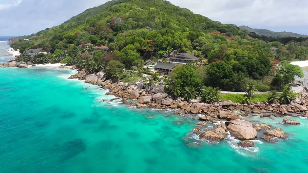 Seychely Pláž Letecký Pohled Praslin Island Anse Lazio Pláž — Stock fotografie