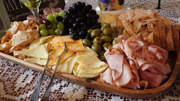 Breakfast Brunch Table Filled All Sorts Delicious Delicatessen Ready Easter — Stock Photo, Image