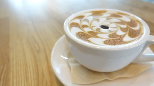 Café Cappuccino Quente Café Mesa Madeira — Fotografia de Stock