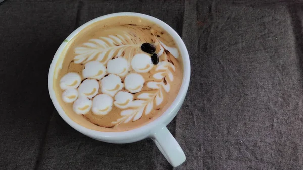 Caffè Cappuccino Caldo Caffetteria Sul Tavolo Legno — Foto Stock