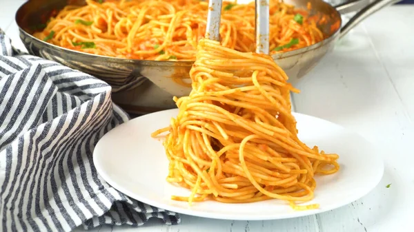 Pasta Primo Piano Del Processo Cottura Penne — Foto Stock