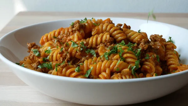 Macarrão Fechar Processo Fabrico Massas Penne — Fotografia de Stock