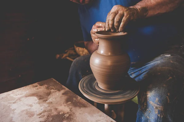 Vaso Fabricação Oleiro Profissional Oficina Cerâmica — Fotografia de Stock