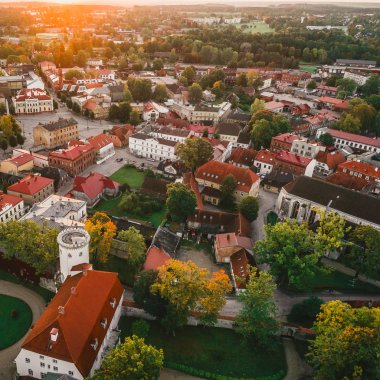 Eski şehir Riga, Letonya üzerinde hava manzarası