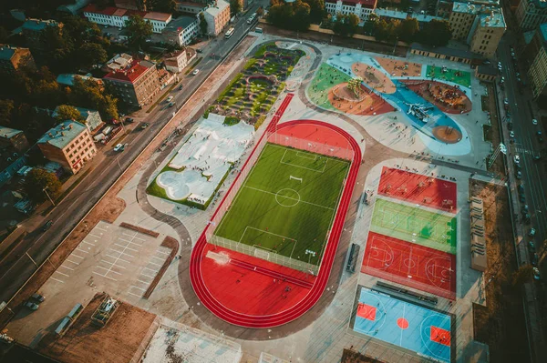 Riga Letônia Setembro 2017 Vista Aérea Sobre Esportes Parque Estilo — Fotografia de Stock