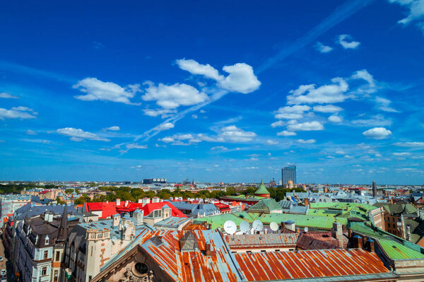 Вид с воздуха на старый город, Латвия
