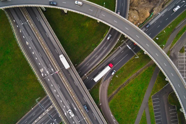 Aerial View Junctions City Highway Vehicles Drive Road — Stock Photo, Image