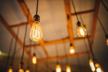 Vintage ampulleri asma görüntüsü, edison tarzı ışık 