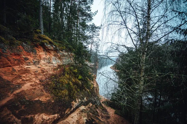 Erglu Pískovcové Útesy Nádherný Výhled Údolí Gauja — Stock fotografie