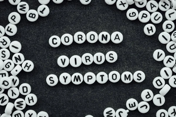 Words Corona Virus Symptoms Made Small White Letters Black Background — 스톡 사진