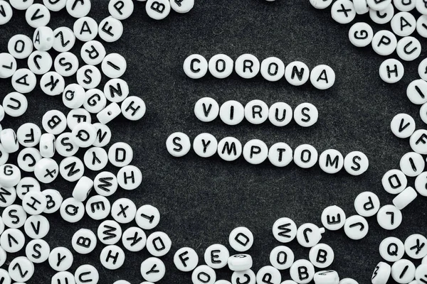Words Corona Virus Symptoms Made Small White Letters Black Background — 스톡 사진