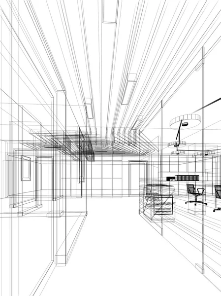 Sketch design of interior hall — Stock Photo, Image